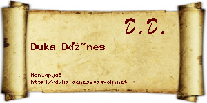 Duka Dénes névjegykártya