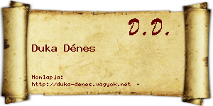 Duka Dénes névjegykártya